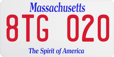 MA license plate 8TG020