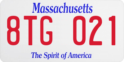MA license plate 8TG021