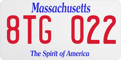 MA license plate 8TG022