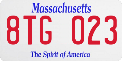 MA license plate 8TG023