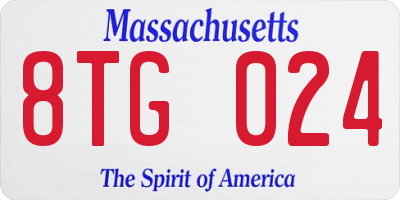 MA license plate 8TG024
