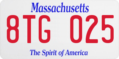 MA license plate 8TG025