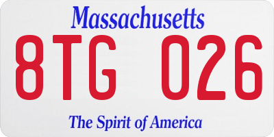 MA license plate 8TG026