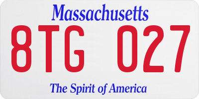 MA license plate 8TG027