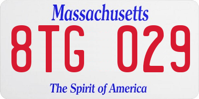 MA license plate 8TG029