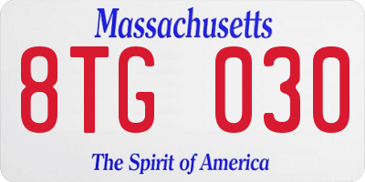 MA license plate 8TG030