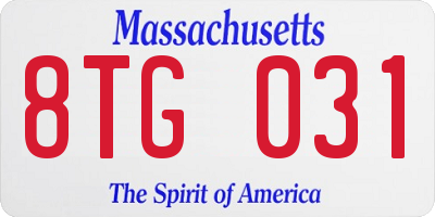 MA license plate 8TG031