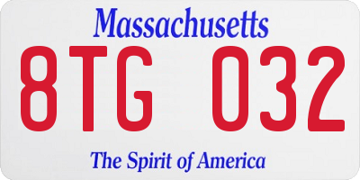 MA license plate 8TG032