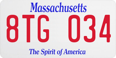 MA license plate 8TG034