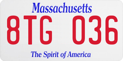 MA license plate 8TG036