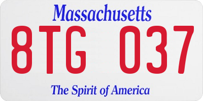 MA license plate 8TG037