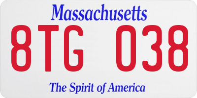 MA license plate 8TG038