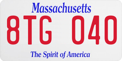 MA license plate 8TG040