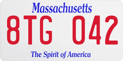 MA license plate 8TG042
