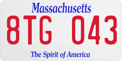 MA license plate 8TG043