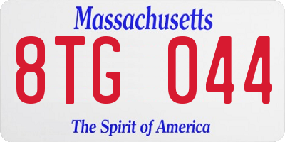 MA license plate 8TG044
