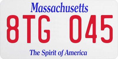 MA license plate 8TG045