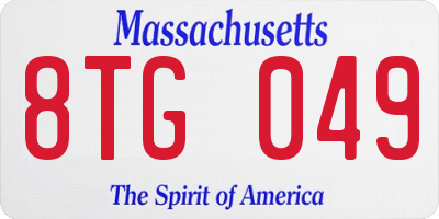 MA license plate 8TG049