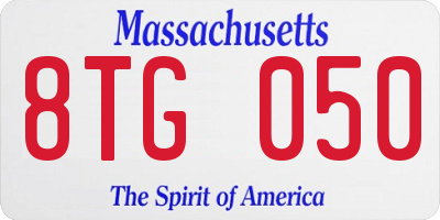 MA license plate 8TG050
