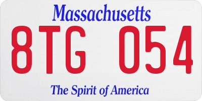 MA license plate 8TG054