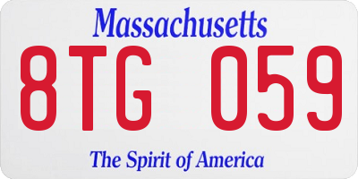 MA license plate 8TG059