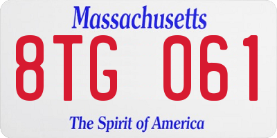 MA license plate 8TG061