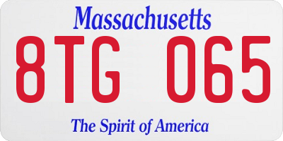 MA license plate 8TG065