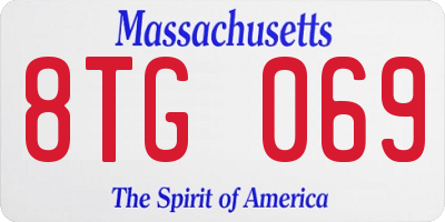 MA license plate 8TG069