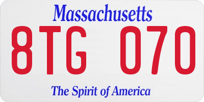 MA license plate 8TG070