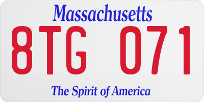 MA license plate 8TG071