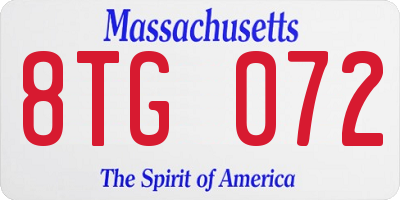 MA license plate 8TG072