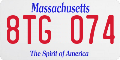 MA license plate 8TG074