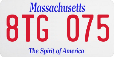 MA license plate 8TG075