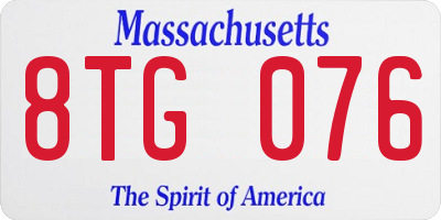 MA license plate 8TG076