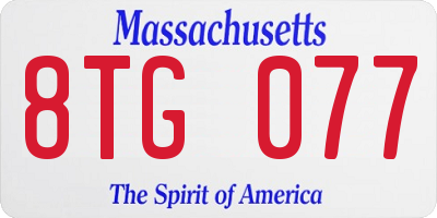 MA license plate 8TG077