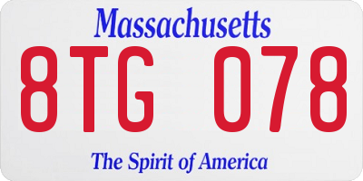 MA license plate 8TG078
