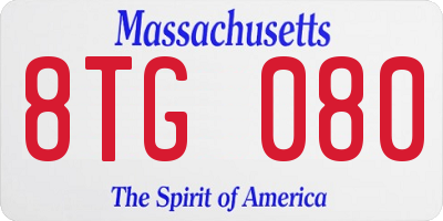 MA license plate 8TG080