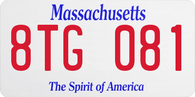 MA license plate 8TG081