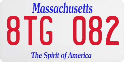 MA license plate 8TG082