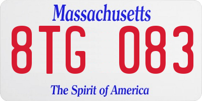 MA license plate 8TG083