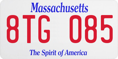 MA license plate 8TG085
