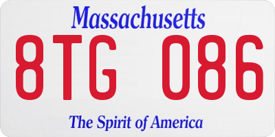MA license plate 8TG086