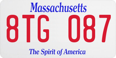 MA license plate 8TG087