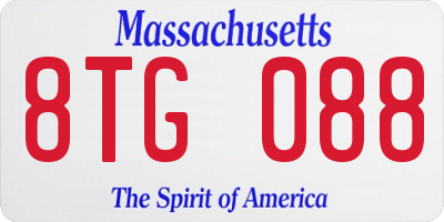MA license plate 8TG088