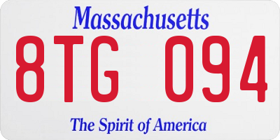 MA license plate 8TG094