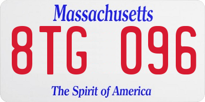 MA license plate 8TG096