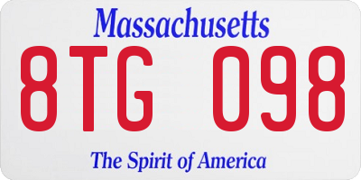 MA license plate 8TG098