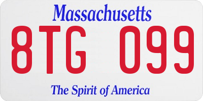 MA license plate 8TG099