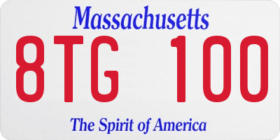 MA license plate 8TG100
