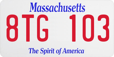 MA license plate 8TG103